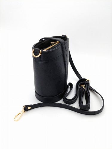 vera pelle czarna torebka damska kubełkowa