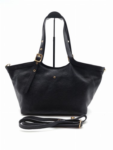 skórzana torebka shopper na ramię czarna