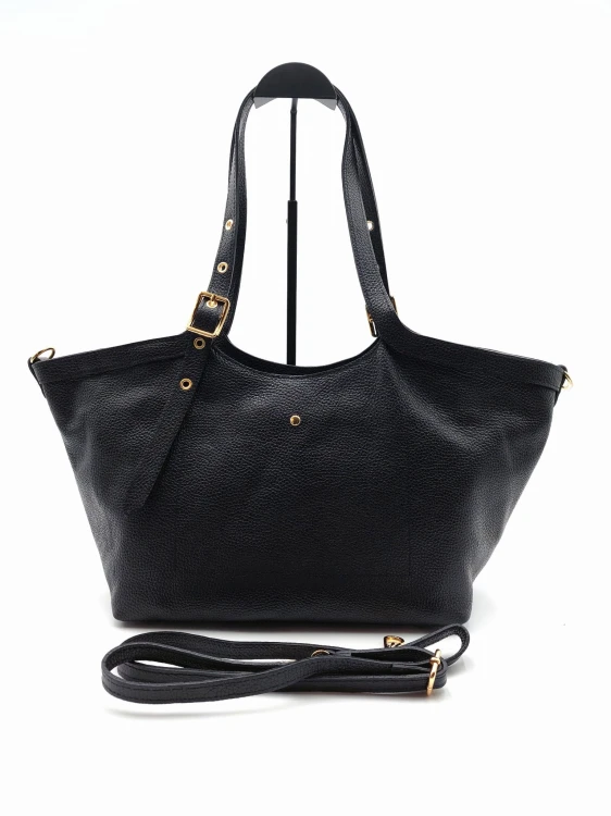 skórzana torebka shopper na ramię czarna