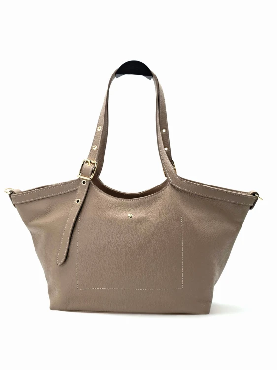 beżowa torebka skórzana borse in pelle shopper