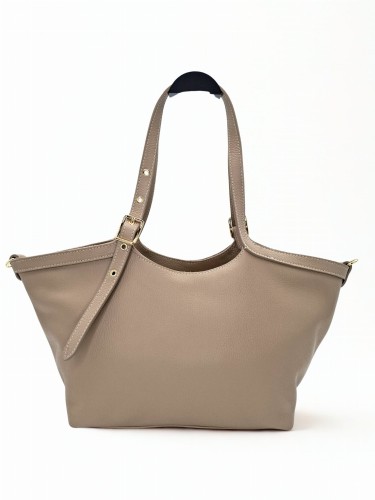 bezowa torebka skórzana shopper borse in pelle