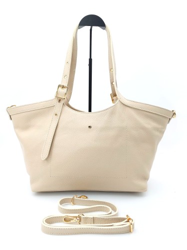 skórzana jasna torebka włoska shopper
