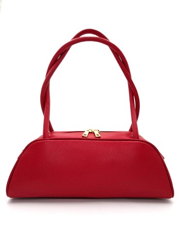 czerwona torebka ze skory naturalnej