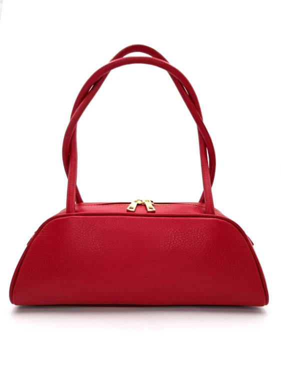 czerwona torebka ze skory naturalnej