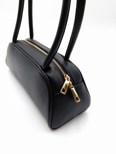 torebka damska bagietka czarna skórzana