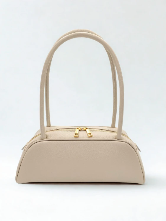 jasnobeżowa torebka na ramię borse in pelle